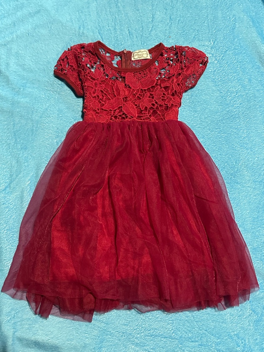 Girls' Red Lace & Tulle Party Dress